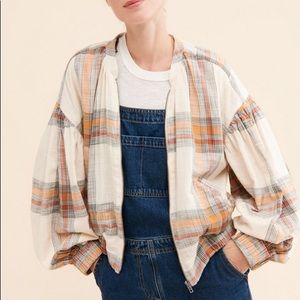 Free People Mattie Plaid Bomber Jacket